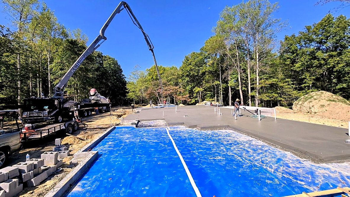 Concrete slab pour on a custom home build in Middle Tennessee