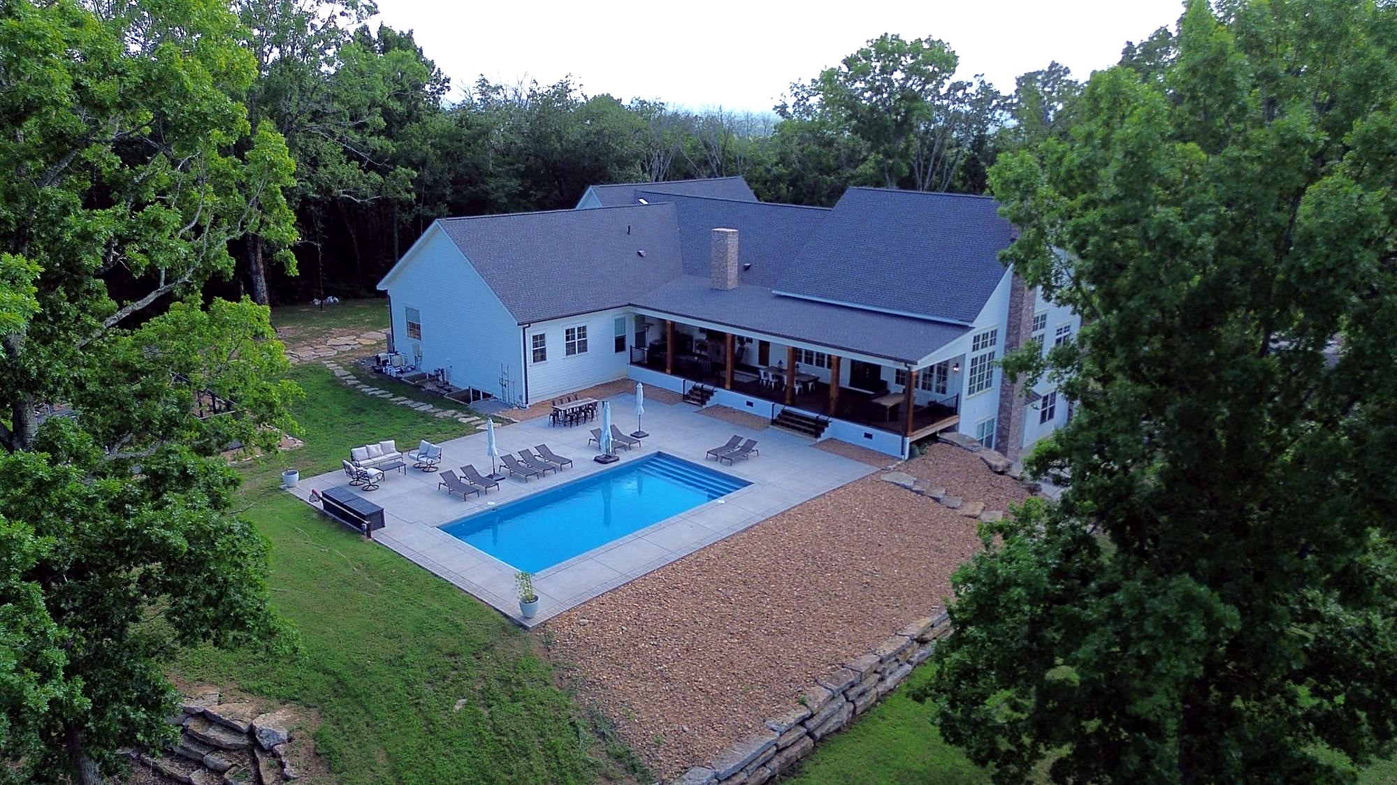 Aerial of pool and back patio — Columbia, TN